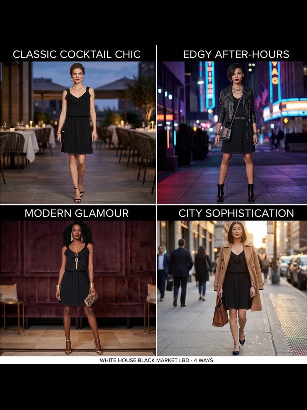 White House Black Market LBD Cocktail Edgy Glamour City Sophisticated Mini Dress
